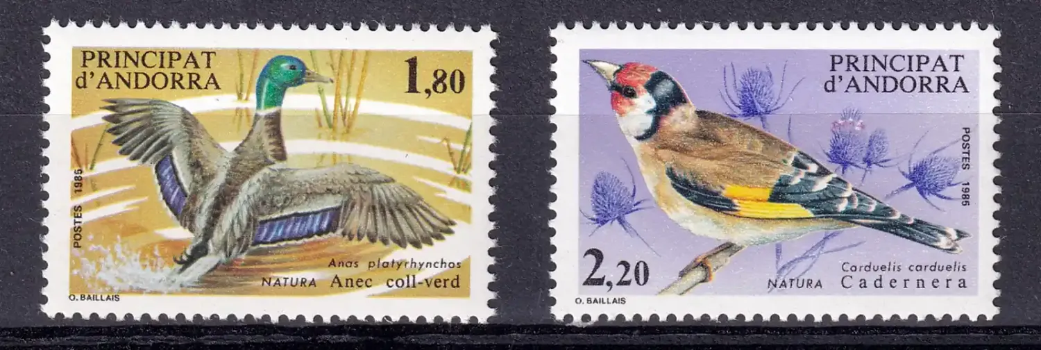 Andorra 1985 Nature protection, Birds (2v). MNH(**) Andorra 1985 Nature protection, Birds (2v). MNH(**)