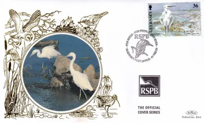 Guernsey 2001 Birds Silk FDC Guernsey 2001 Birds Silk FDC