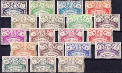 France (Guadeloupe) 1945 Dolphins (19v)-MNH(**) France (Guadeloupe) 1945 Dolphins (19v)-MNH(**)
