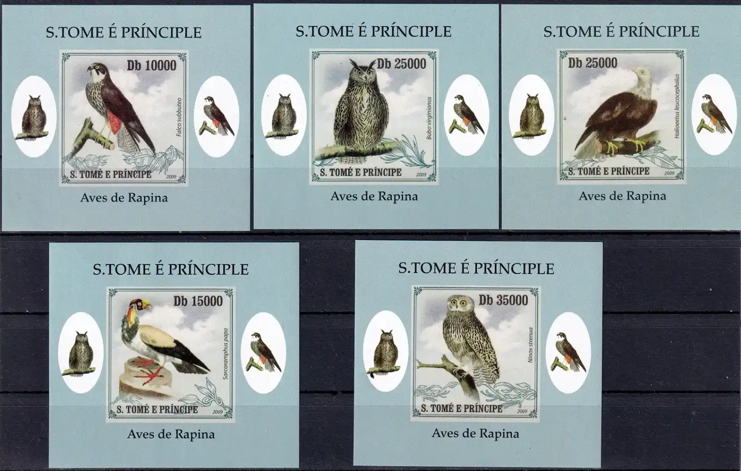 São Tomé and Príncipe 2009 Fauna - Birds of Prey (5v) Imperf. MNH(**) São Tomé and Príncipe 2009 Fauna - Birds of Prey (5v) Imperf. MNH(**)