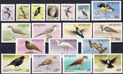 St. Kitts 1981 Birds Definitive (18v). MNH(**) St. Kitts 1981 Birds Definitive (18v). MNH(**)
