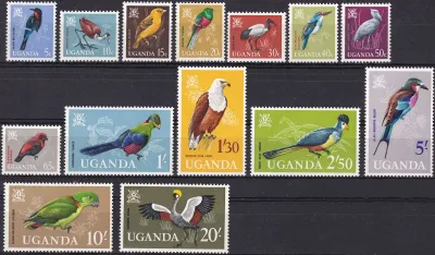 Uganda 1965 Birds Definitives, (14v) MNH(**) Uganda 1965 Birds Definitives, (14v) MNH(**)