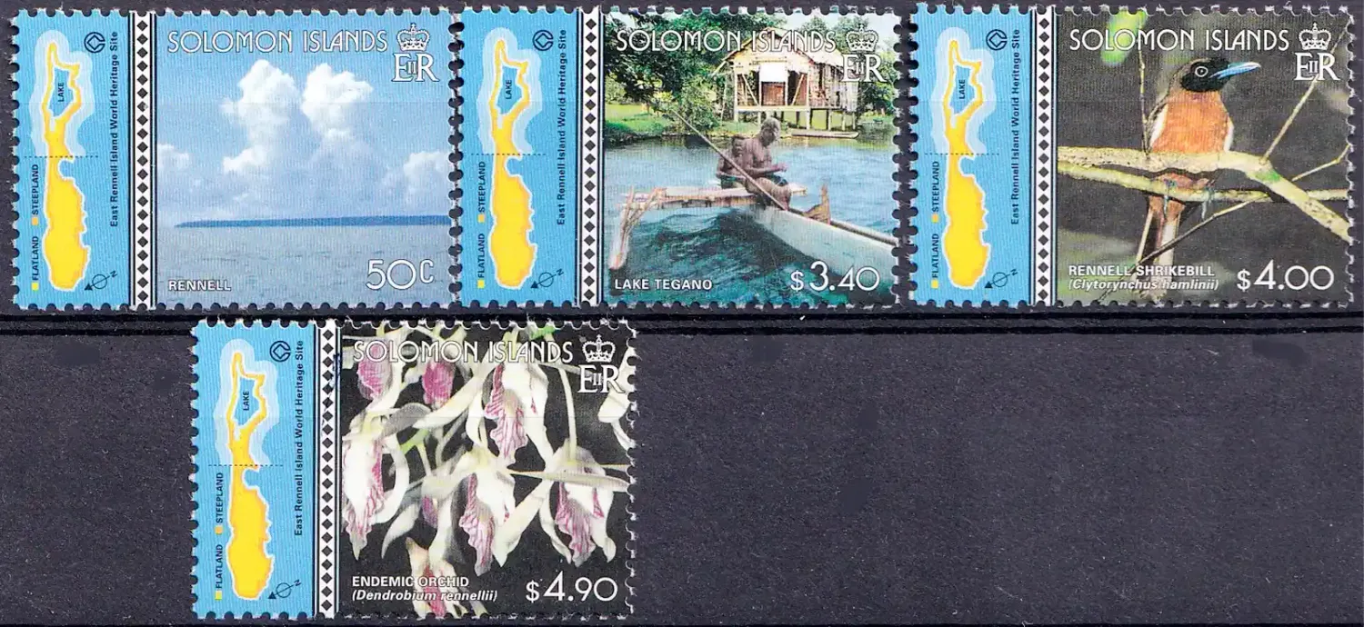 Solomon Islands 2000 Declaration of East Rennell Island as World Heritage Site (4v) MNH(**) Solomon Islands 2000 Declaration of East Rennell Island as World Heritage Site (4v) MNH(**)