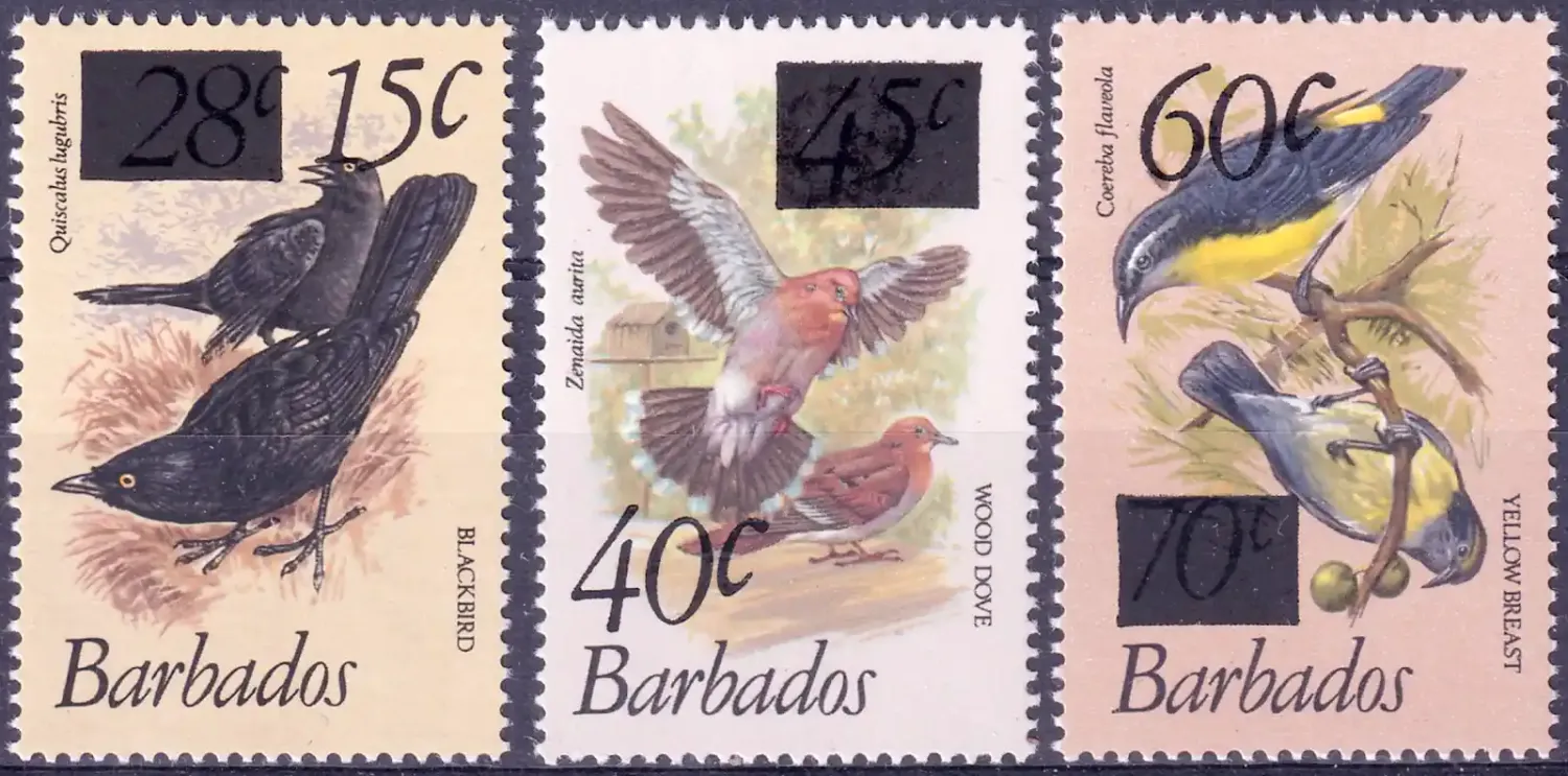 Barbados 1981 Birds Stamps of 1979, Surcharged (4v). MNH(**) Barbados 1981 Birds Stamps of 1979, Surcharged (4v). MNH(**)