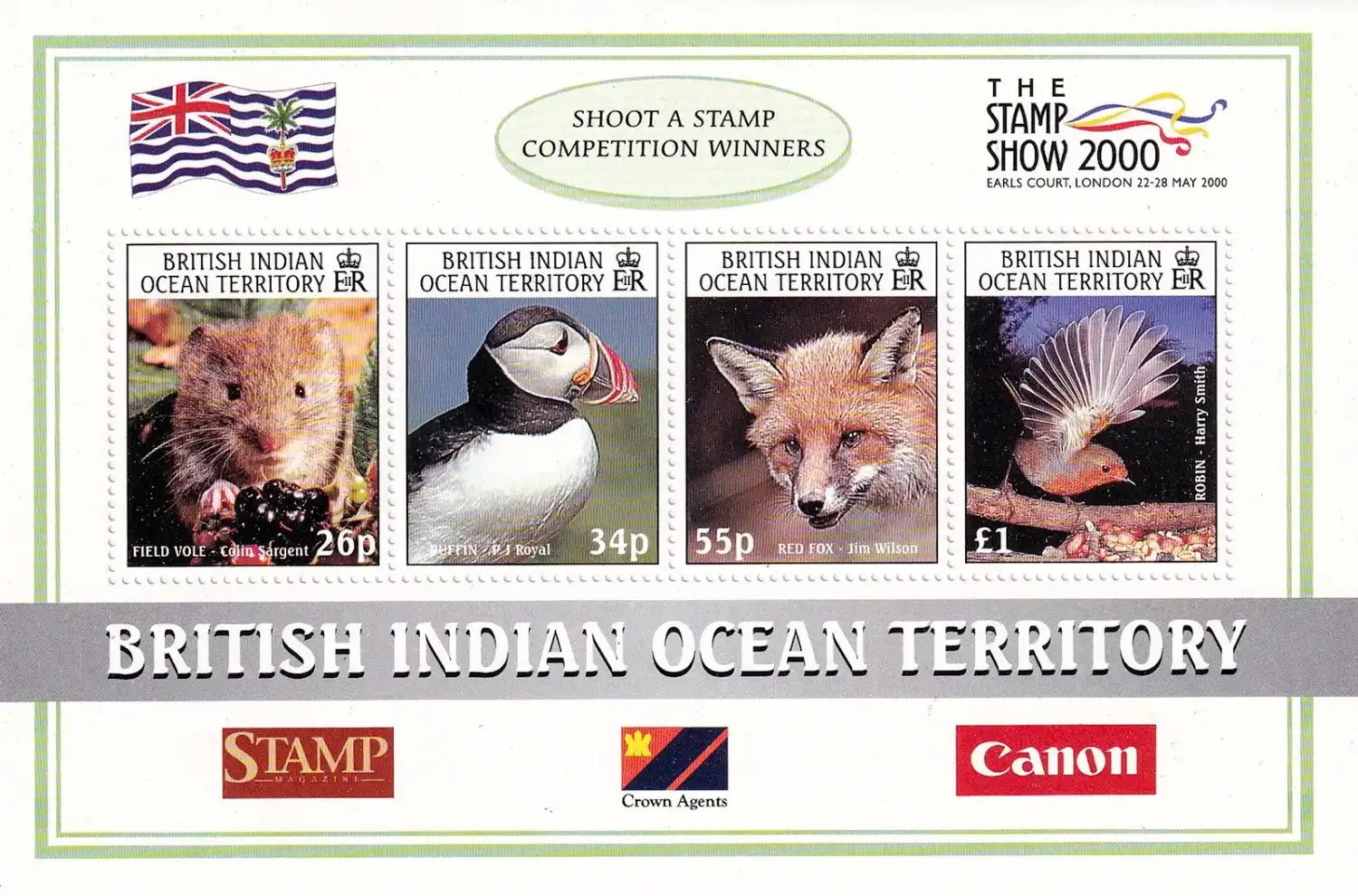 British Indian Ocean 2000 Int Stamp Exhibition "THE STAMP SHOW 2000" - London, England. Birds, Mammals-MNH(**) British Indian Ocean 2000 Int Stamp Exhibition "THE STAMP SHOW 2000" - London, England. Birds, Mammals-MNH(**)