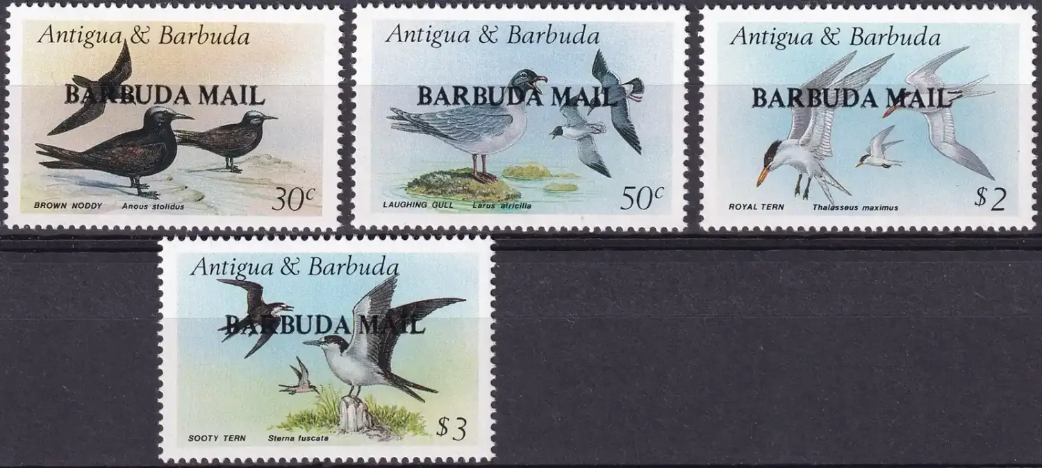 Barbuda 1987 Sea Birds - Overprinted "BARBUDA MAIL" (4v). MNH(**) Barbuda 1987 Sea Birds - Overprinted "BARBUDA MAIL" (4v). MNH(**)