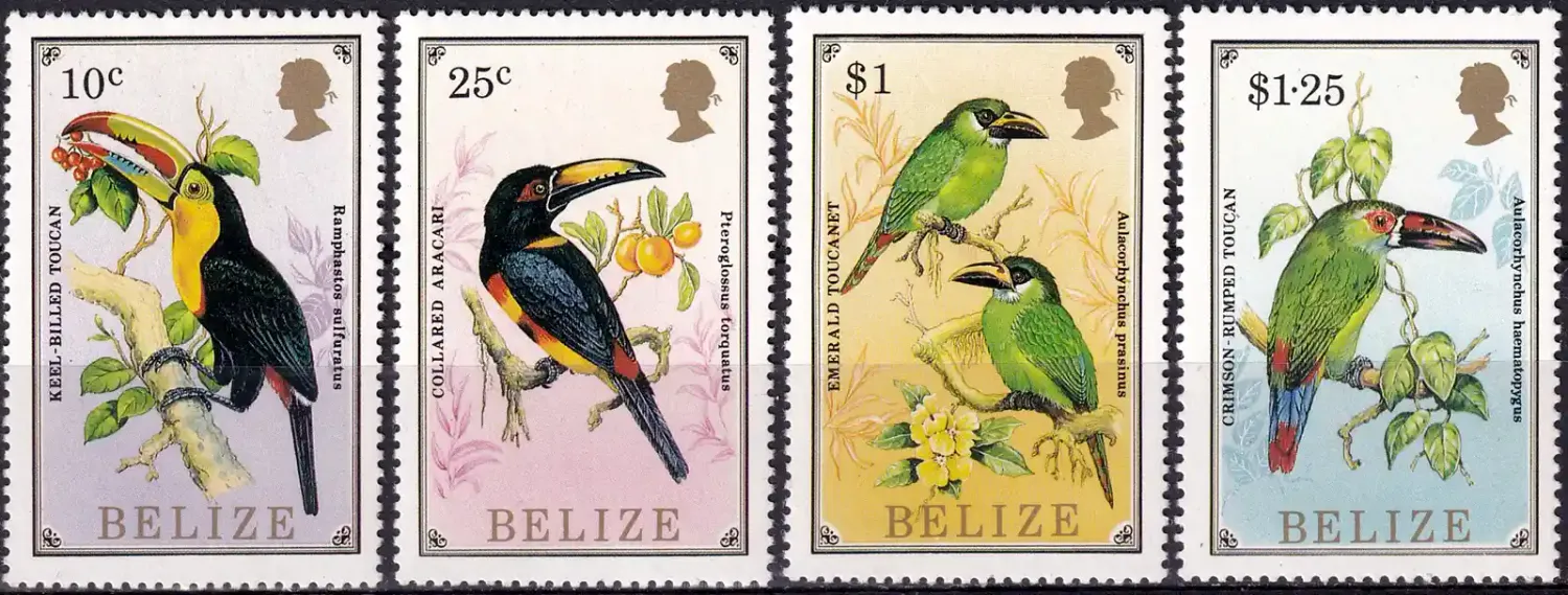 Belize 1986 Birds, Toucans (4v). MNH (**) Belize 1986 Birds, Toucans (4v). MNH (**)