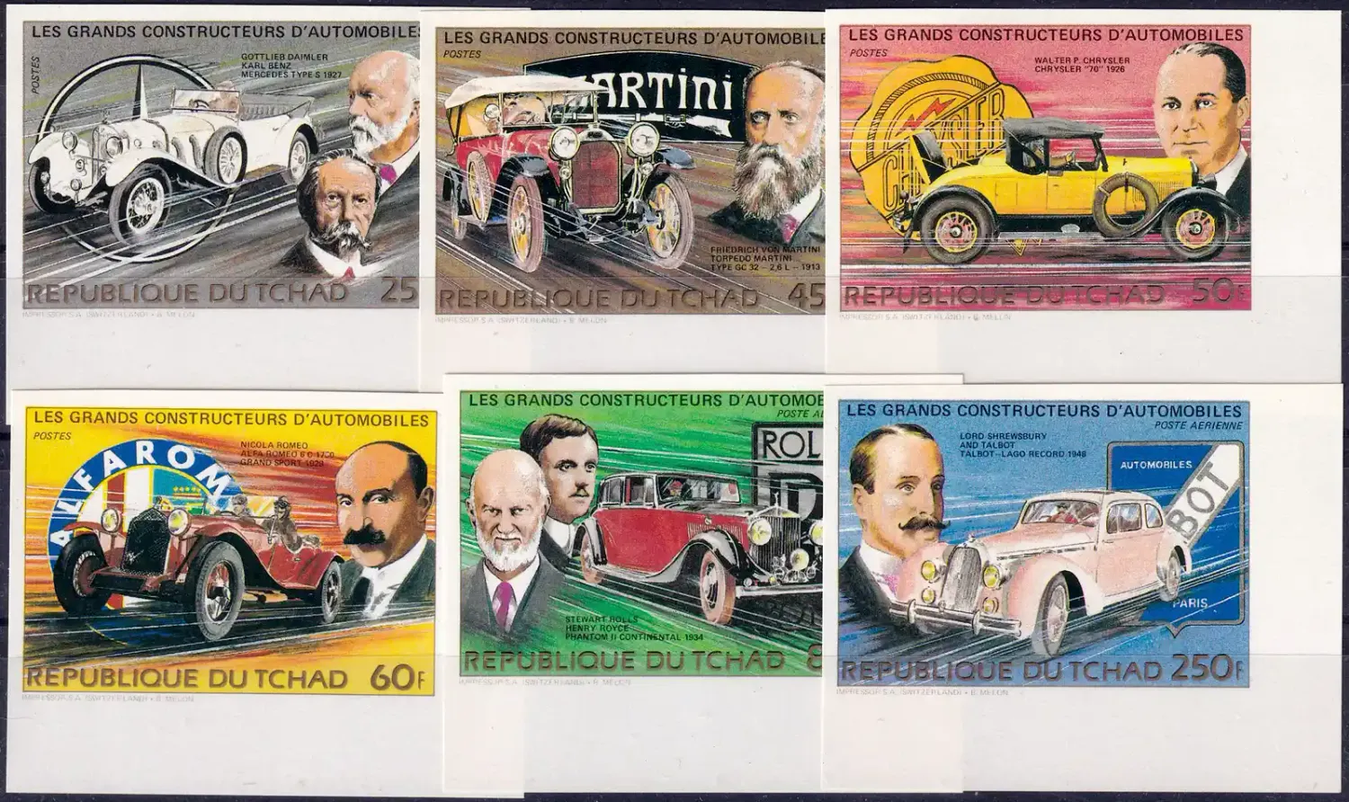 Chad 1983 Car Manufacturers. Imperf (6v) MNH(**)