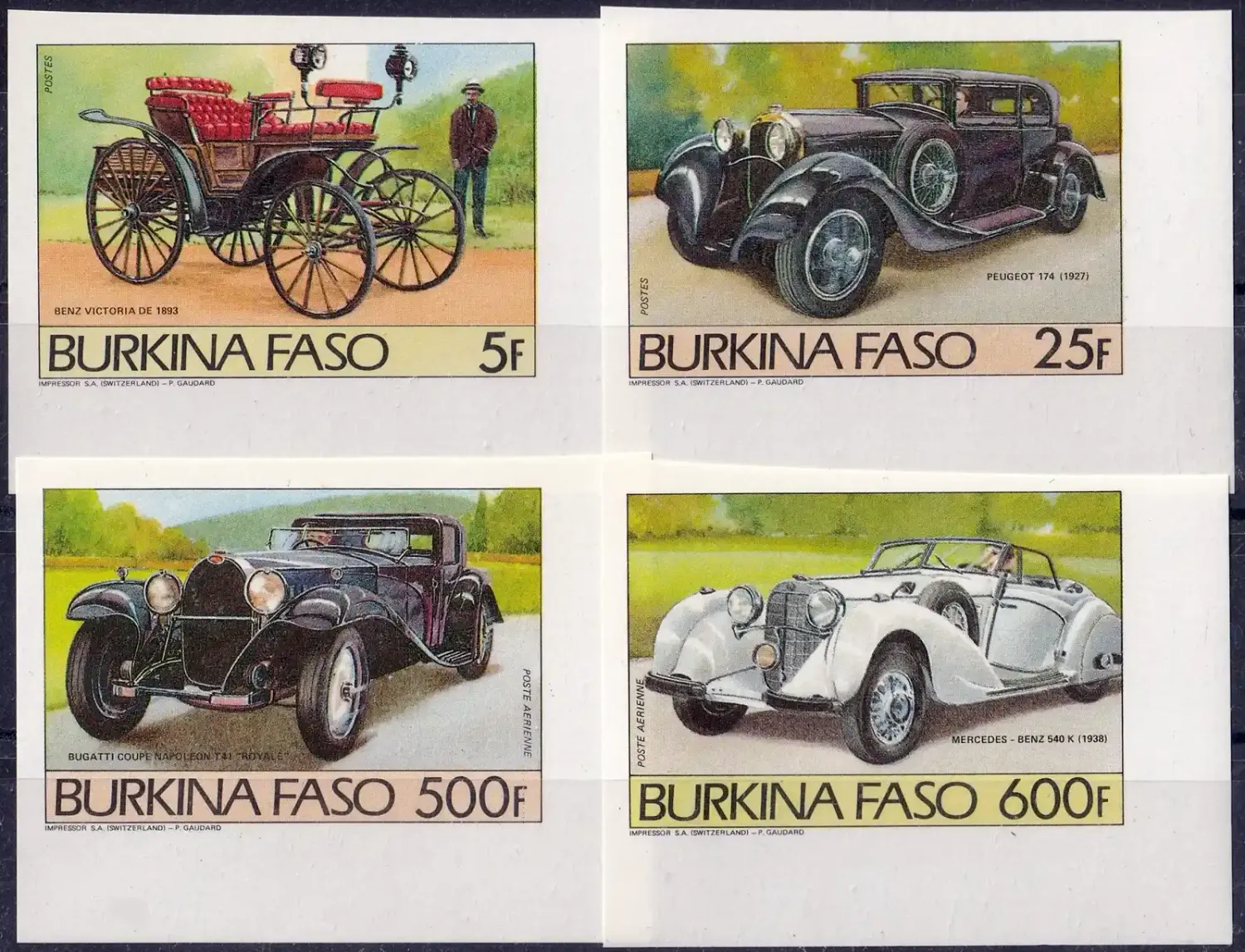 Burkina Faso 1985 Automobiles Imperf. MNH(**) Burkina Faso 1985 Automobiles Imperf. MNH(**)