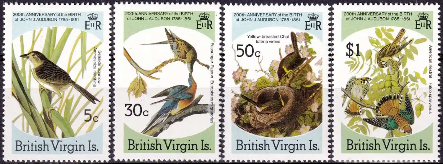 British Virgin Islands 1985 Birth of John James Audubon, (4v)-MNH(**) British Virgin Islands 1985 Birth of John James Audubon, (4v)-MNH(**)