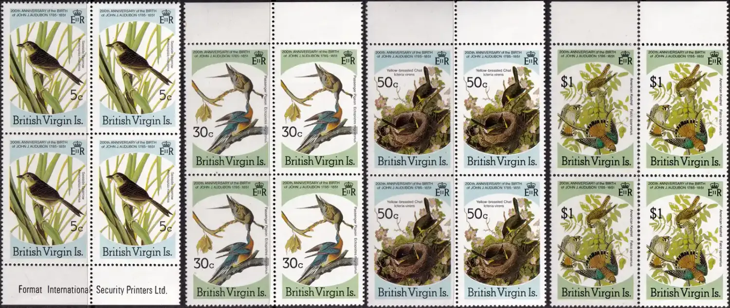 British Virgin Islands 1985 Birth of John James Audubon,  (Blk/4v)-MNH(**)