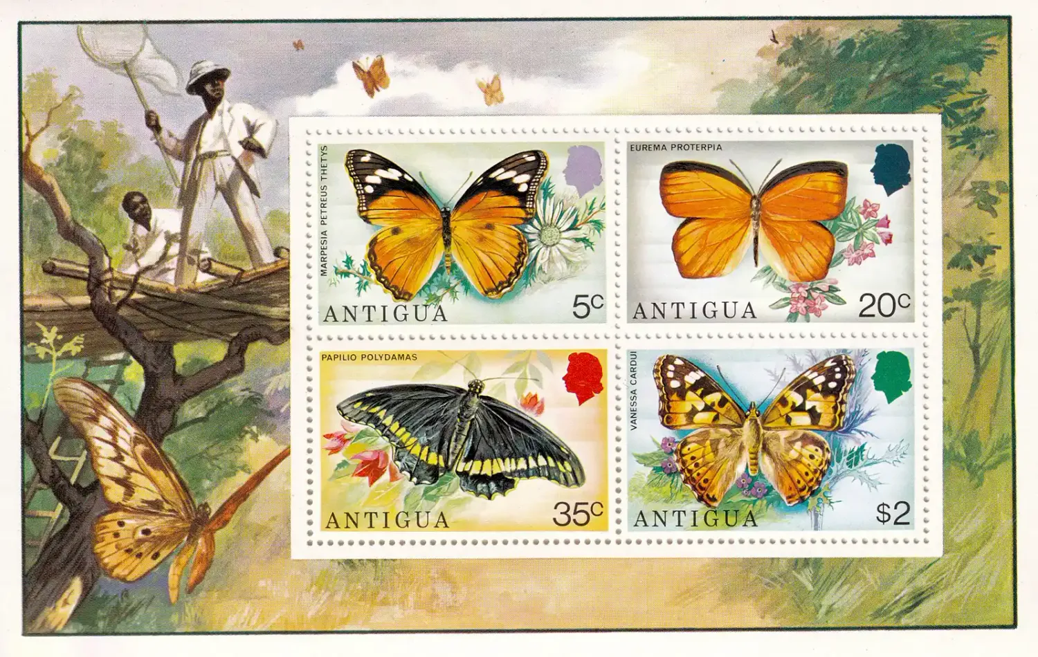Antigua 1975 Butterflies - (ss/4v). MNH(**) Antigua 1975 Butterflies - (ss/4v). MNH(**)