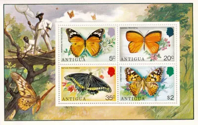 Antigua 1975 Butterflies - (ss/4v). MNH(**) Antigua 1975 Butterflies - (ss/4v). MNH(**)