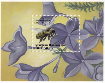 Congo (Dr) 2001 Flowers and Insects. Bees (ss/1v). MNH(**) Congo (Dr) 2001 Flowers and Insects. Bees (ss/1v). MNH(**)