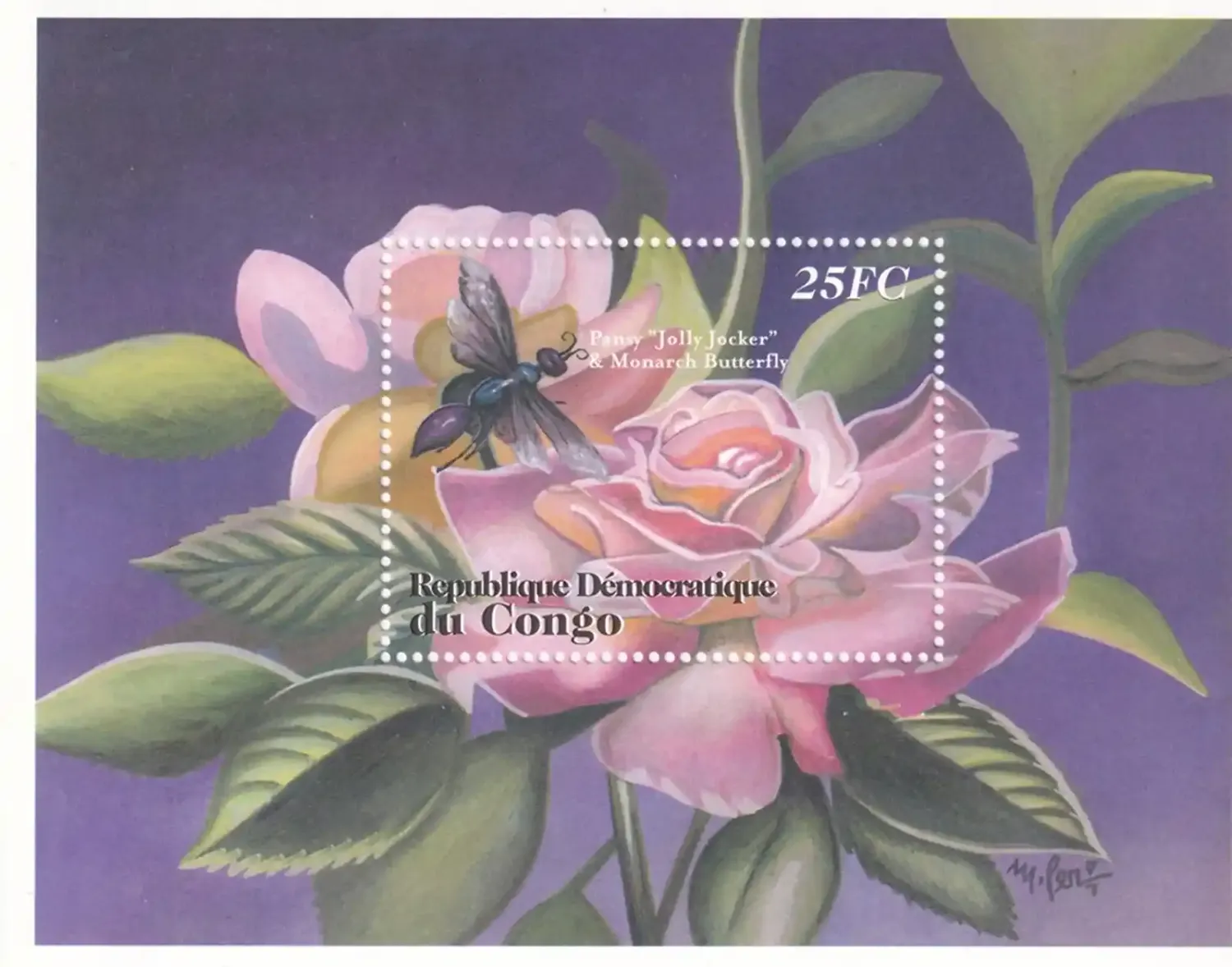 Congo (Dr) 2001 Flowers and Insects. (ss/1v). MNH(**) Congo (Dr) 2001 Flowers and Insects. (ss/1v). MNH(**)