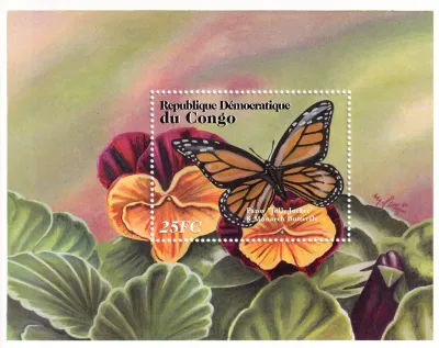Congo (Dr) 2001 Flowers and Insects, Butterflies (ss/1v). MNH(**) Congo (Dr) 2001 Flowers and Insects, Butterflies (ss/1v). MNH(**)