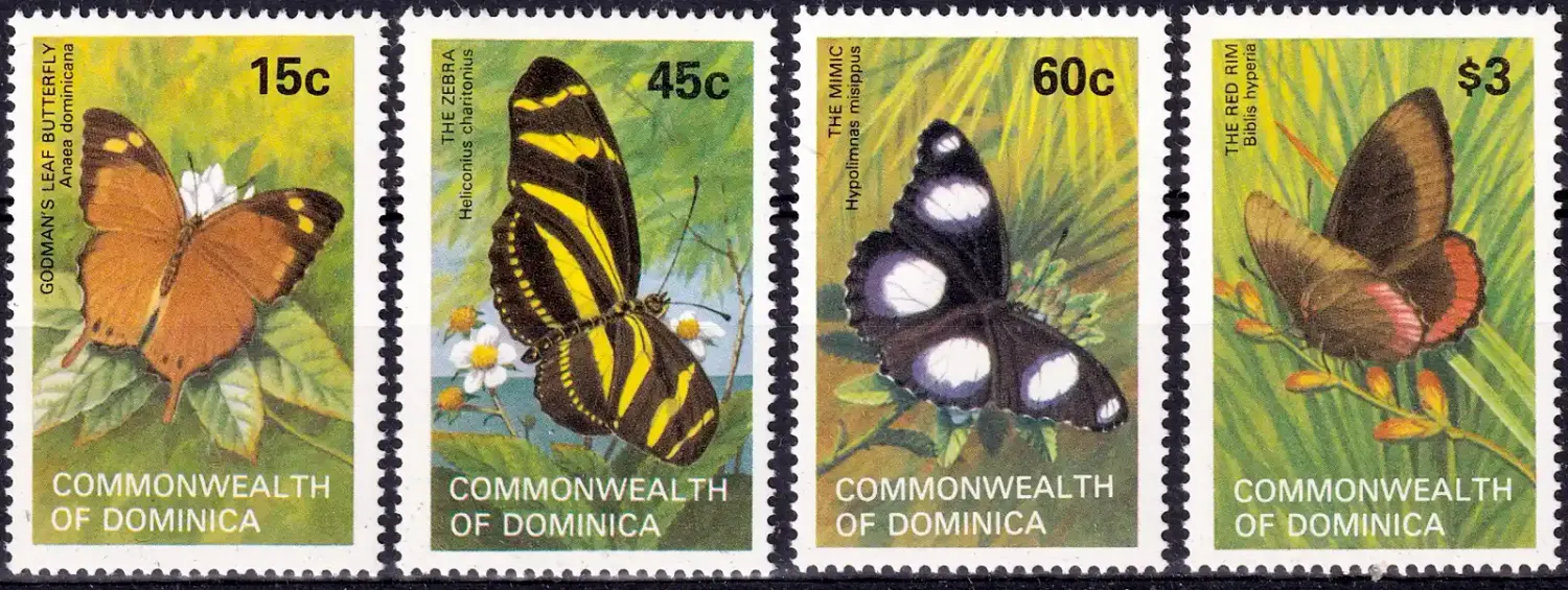 Dominica 1982 Butterflies (4v)-MNH(**) Dominica 1982 Butterflies (4v)-MNH(**)
