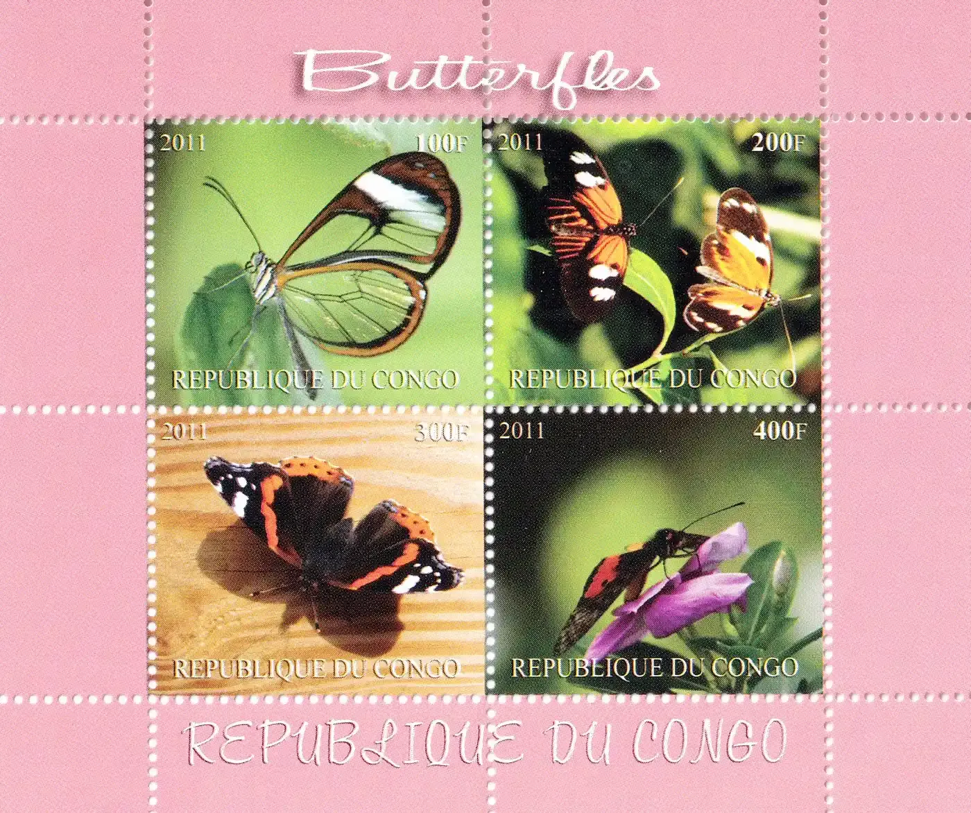 Congo (Rep) 2011 Butterflies (ss/4v) MNH(**)