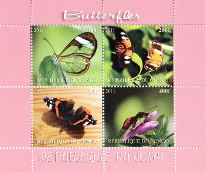 Congo (Rep) 2011 Butterflies (ss/4v) MNH(**) Congo (Rep) 2011 Butterflies (ss/4v) MNH(**)