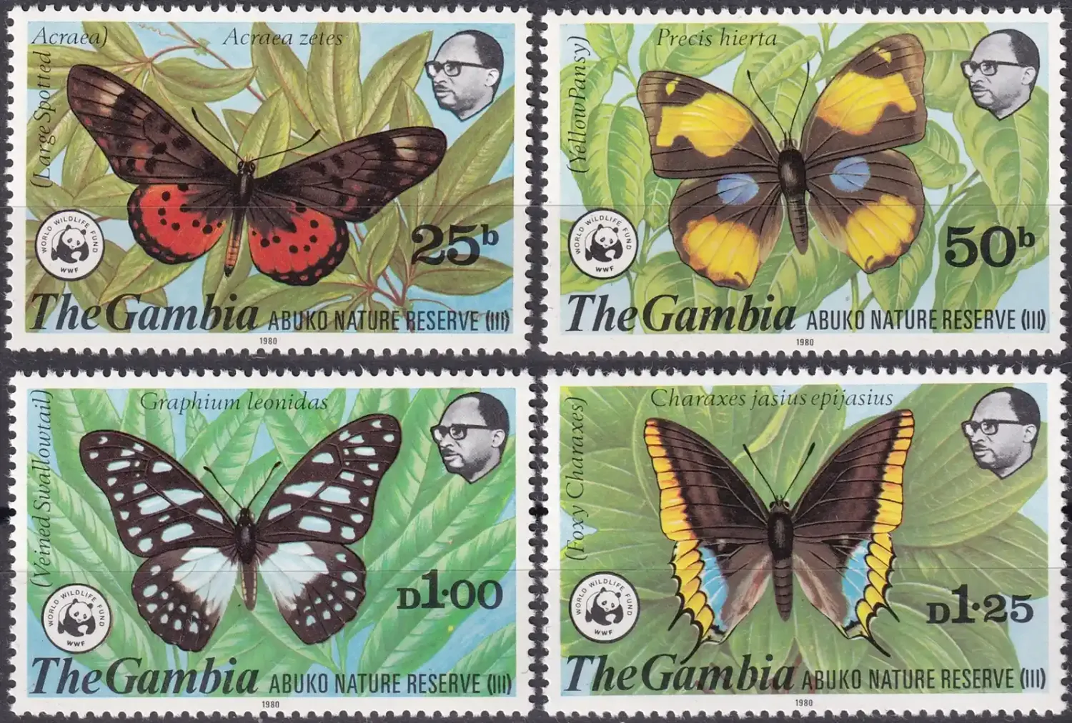 Gambia 1980 WWF - Butterflies (4v)-MNH(**) Gambia 1980 WWF - Butterflies (4v)-MNH(**)