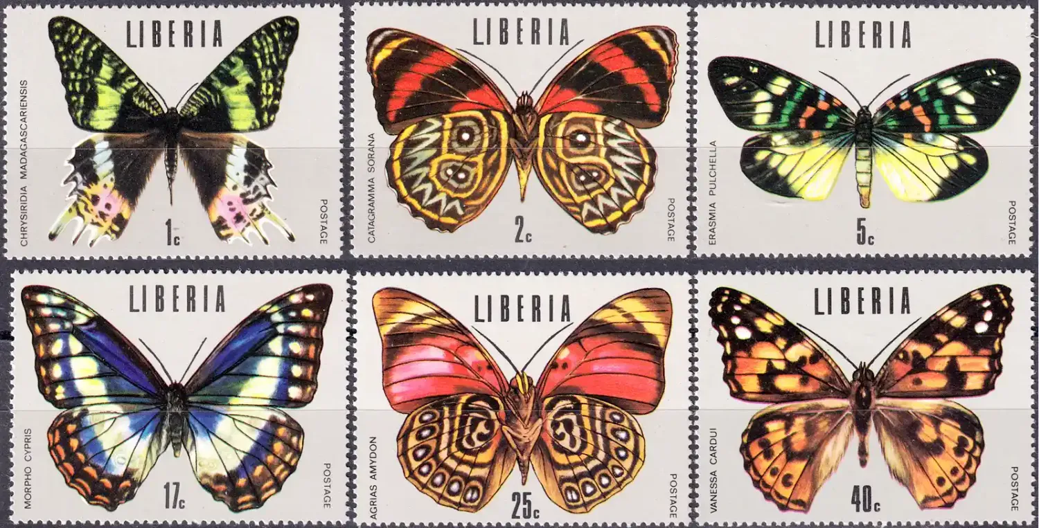 Liberia 1974 Tropical Butterflies (6v) MNH (**) Liberia 1974 Tropical Butterflies (6v) MNH (**)