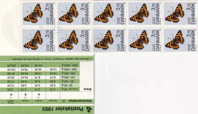 Denmark 1993 Butterflies (bklt/10v) MNH(**)