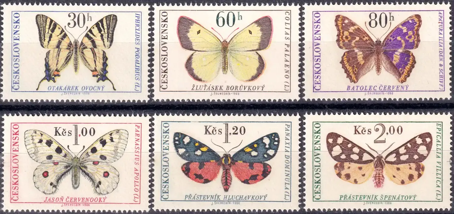 Czechoslovakia 1966 Butterflies and Moths (3v). MNH(**) Czechoslovakia 1966 Butterflies and Moths (3v). MNH(**)