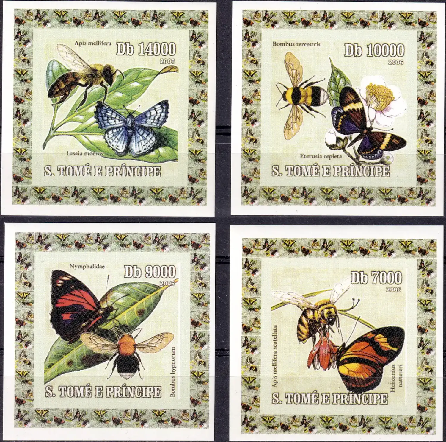 Sao Tome And Principe 2006 Butterflies, Bees & Wasps (4v) Imperf. MNH(**) Sao Tome And Principe 2006 Butterflies, Bees & Wasps (4v) Imperf. MNH(**)