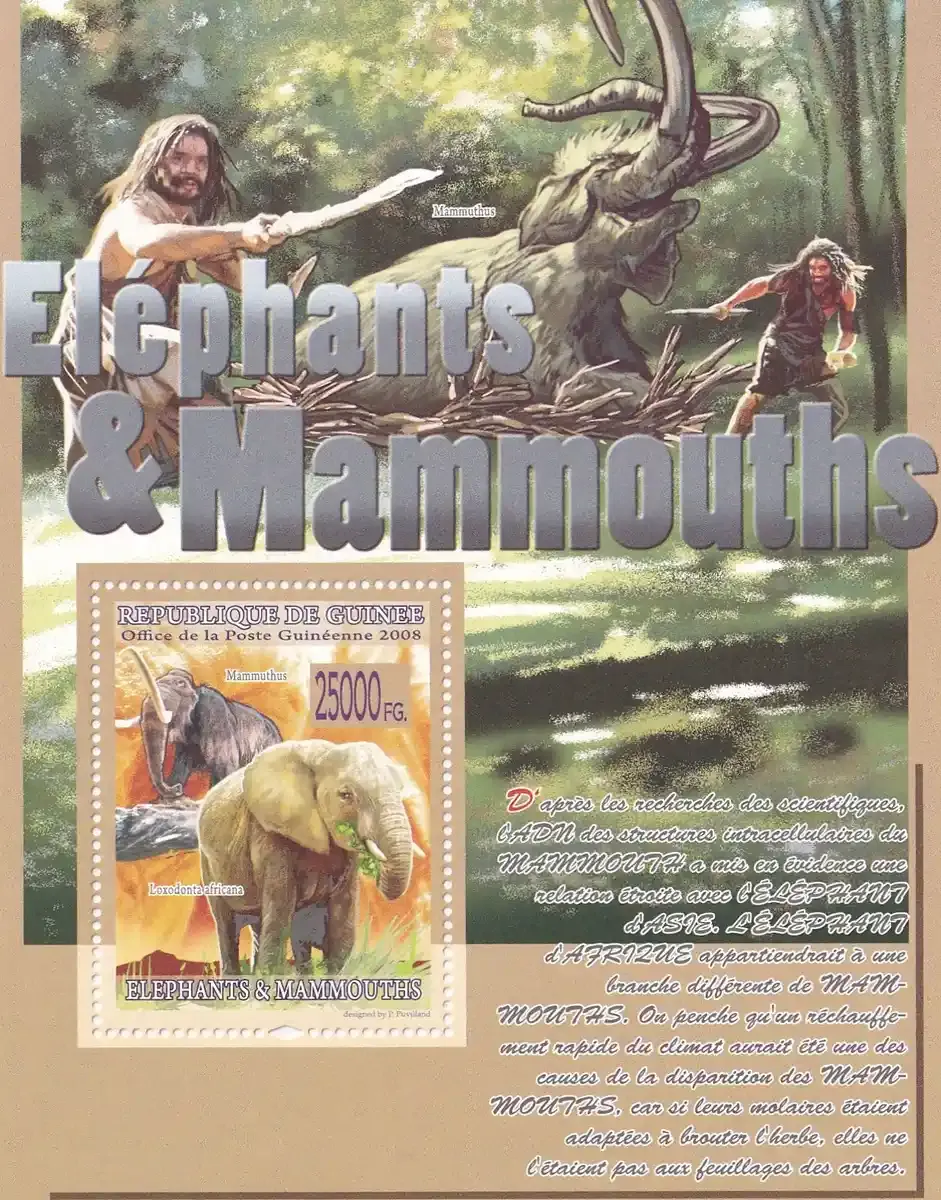 Guinea 2008 Fauna - Elephants &amp; Mammoths (ss/1v). MNH(**)