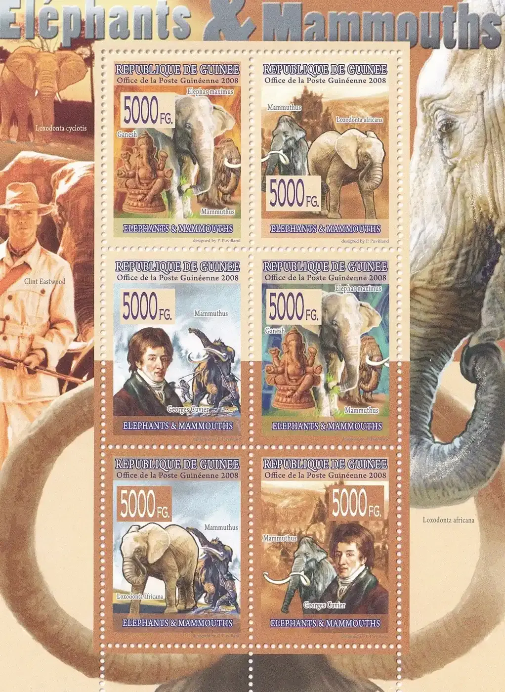 Guinea 2008 Fauna - Elephants &amp; Mammoths (ss/6v). MNH(**)