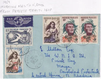 French Polynesia 1959 Airmail cover French Polynesia 1959 Airmail cover