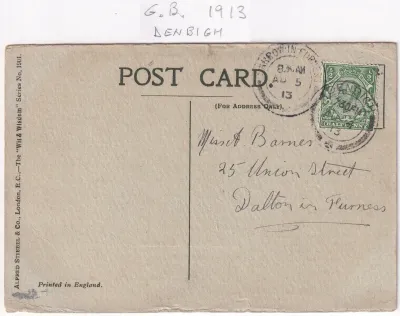 Great Britain 1913 Airmail Postcard Great Britain 1913 Airmail Postcard