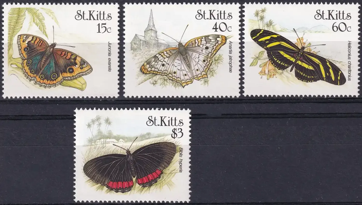 St. Kitts 1990 Butterflies (4v). MNH(**) St. Kitts 1990 Butterflies (4v). MNH(**)