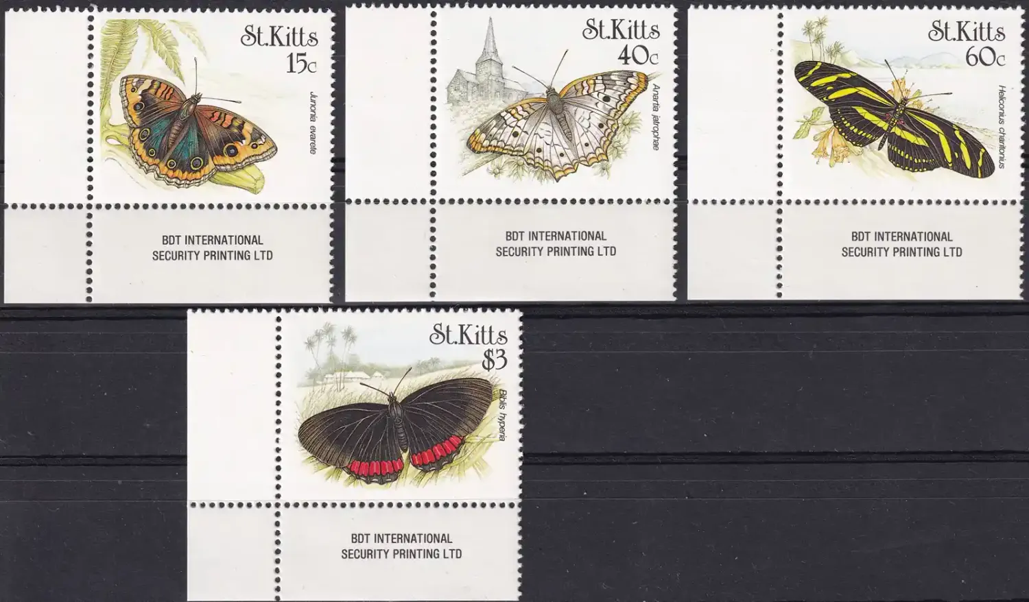 St. Kitts 1990 Butterflies (4v). MNH(**) St. Kitts 1990 Butterflies (4v). MNH(**)