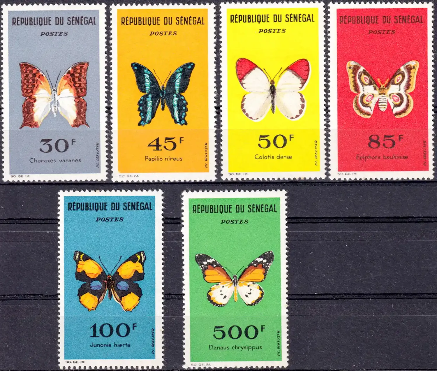Senegal 1963 Butterflies. (6v). MNH(**) Senegal 1963 Butterflies. (6v). MNH(**)