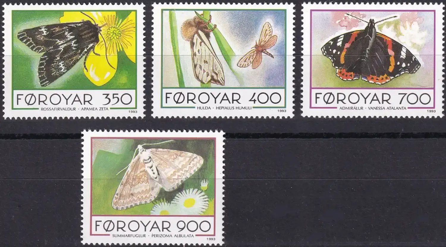 Faroe Islands 1993 Butterflies (4v). MNH(**) Faroe Islands 1993 Butterflies (4v). MNH(**)