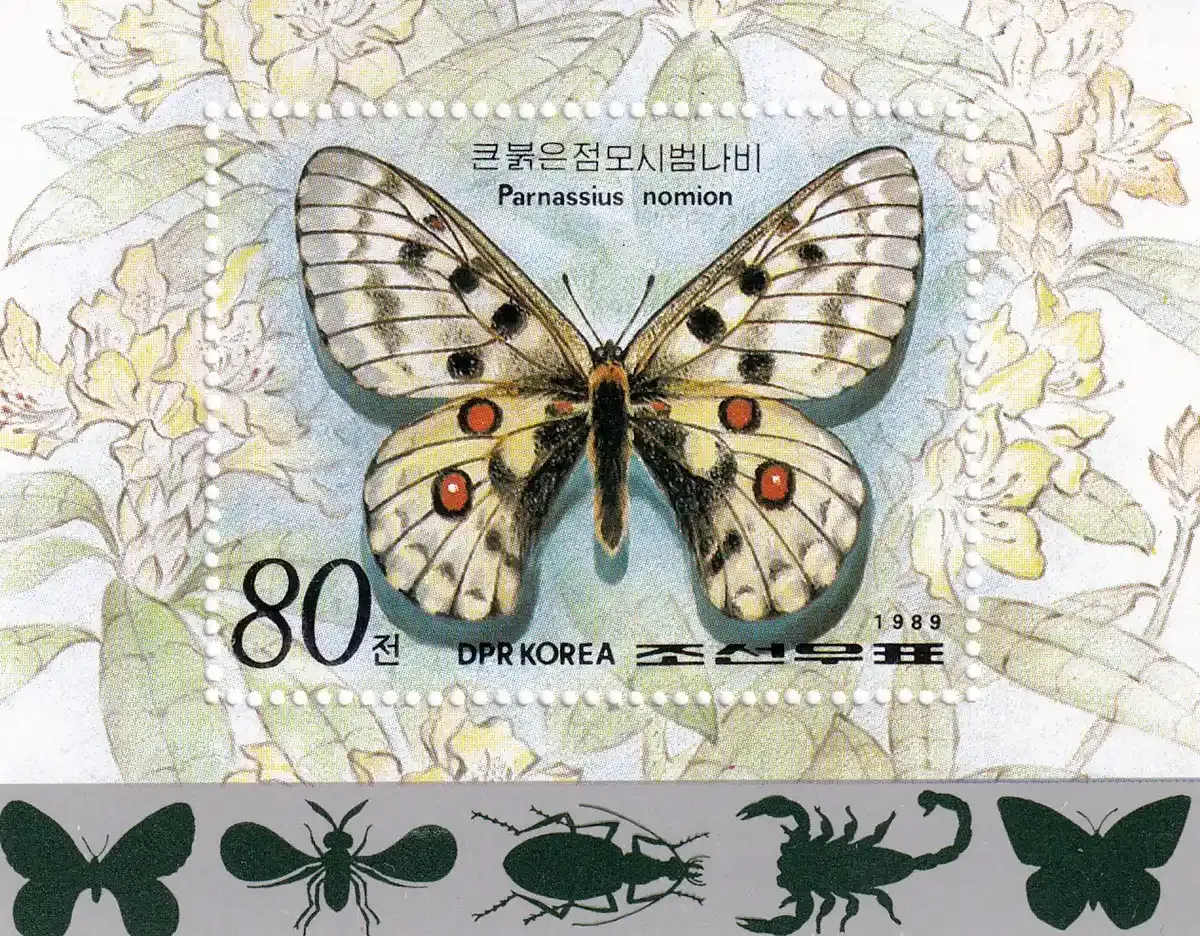 North Korea, 1989 Insects and Spiders (ss/1v) MNH(**) North Korea, 1989 Insects and Spiders (ss/1v) MNH(**)