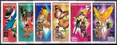 Madagascar 1988 Scout Movement - Birds and Butterflies (6v)-MNH(**) Madagascar 1988 Scout Movement - Birds and Butterflies (6v)-MNH(**)