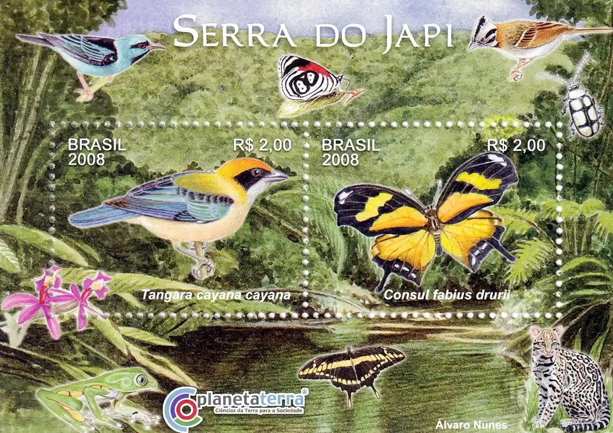 Brazil 2008 Japi Mountain Range. Birds and Butterflies (SS/2v). MNH(**) Brazil 2008 Japi Mountain Range. Birds and Butterflies (SS/2v). MNH(**)