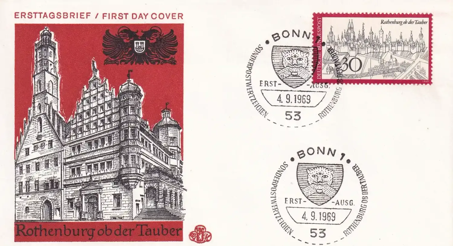 Germany 1969 Rothenburg ob der Tauber FDC Germany 1969 Rothenburg ob der Tauber FDC