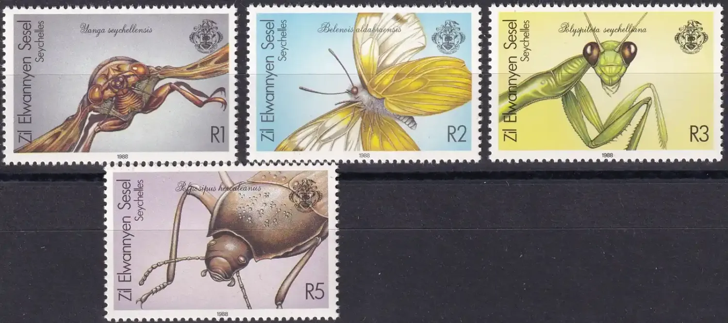 Seychelles (Zil Elwannyen Sesel) 1988 Insects, Moths (4v), MNH(**)