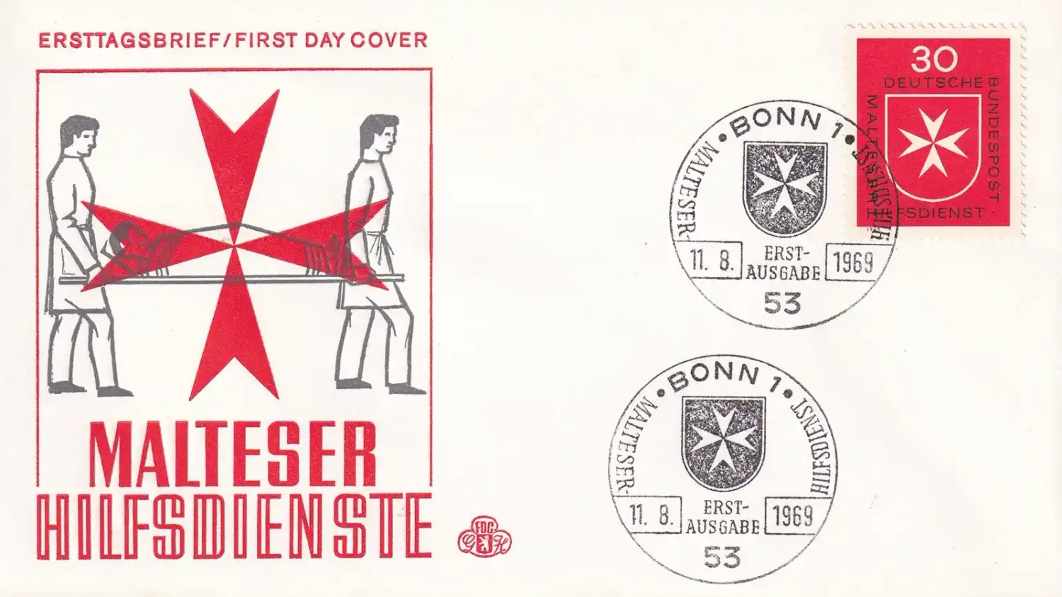 Germany 1969 The Maltese Relief Organization FDC Germany 1969 The Maltese Relief Organization FDC