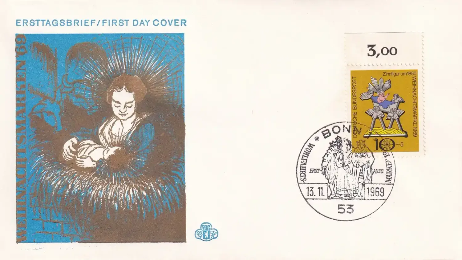 Germany 1969 Christmas Stamps FDC Germany 1969 Christmas Stamps FDC