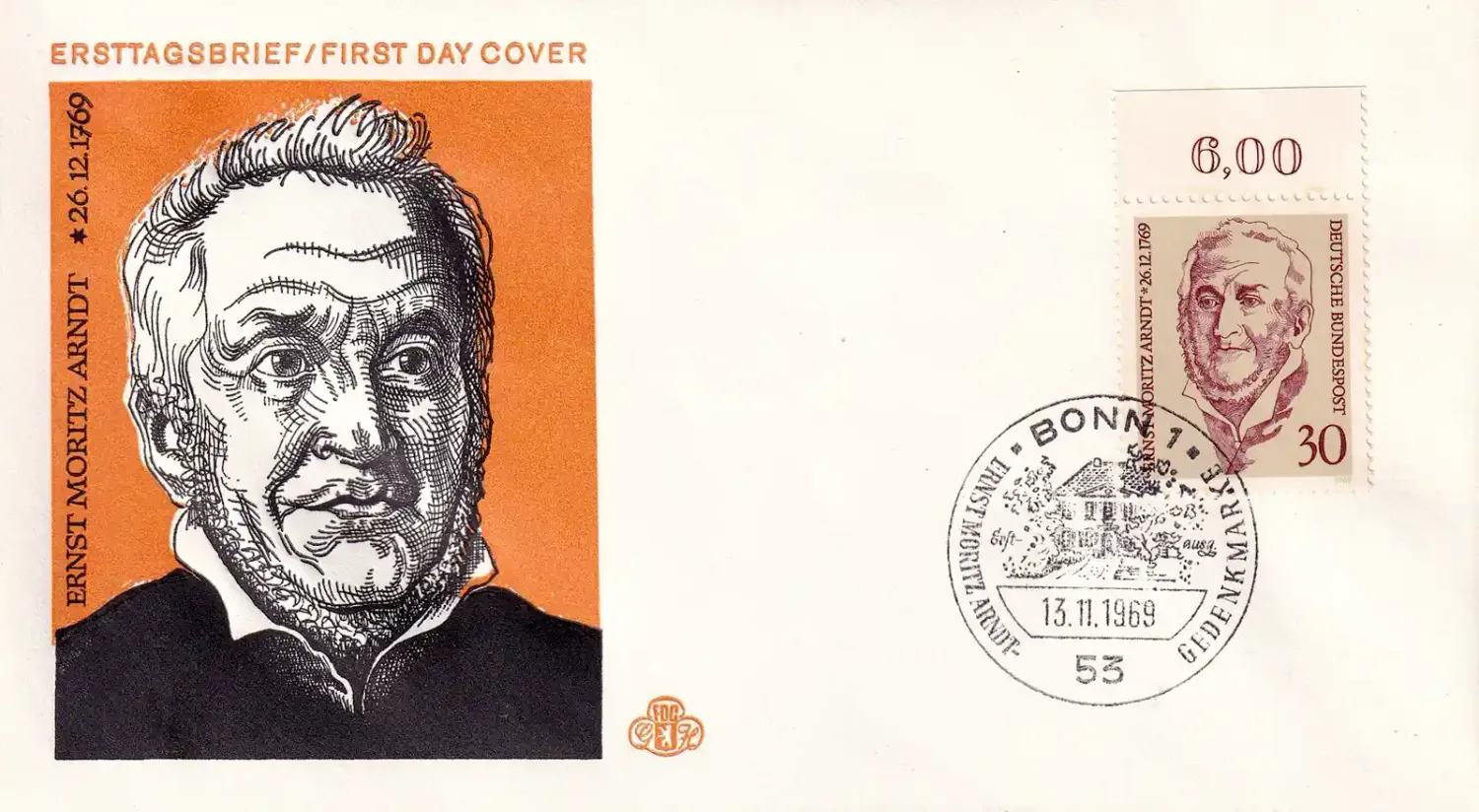Germany 1969 The 200th Anniv of the Birth of Ernst Moritz Arndt FDC