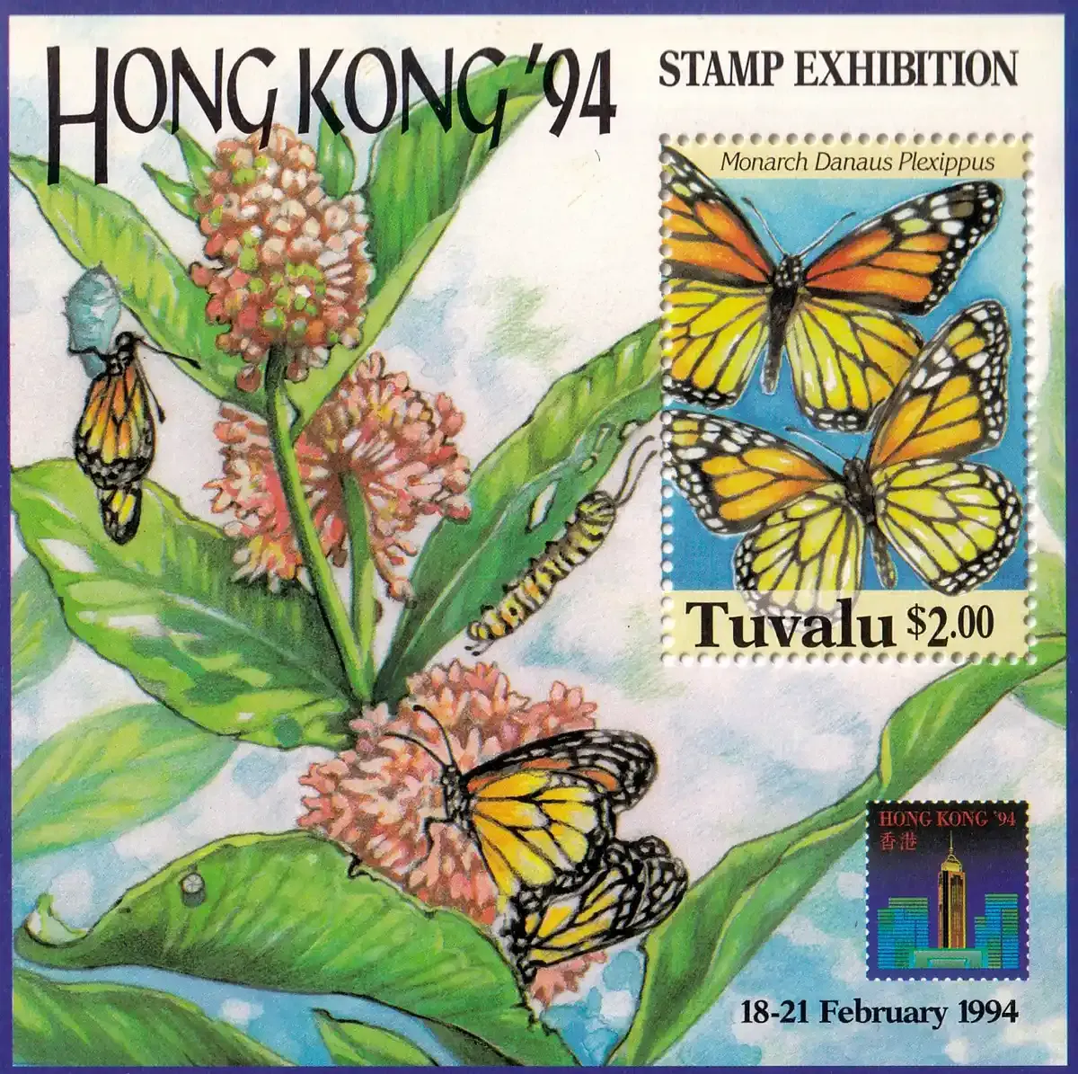 Tuvalu 1994 Int. Stamp Exhibition "Hong Kong '94" - Hong Kong, China. Butterflies MNH(**) Tuvalu 1994 Int. Stamp Exhibition "Hong Kong '94" - Hong Kong, China. Butterflies MNH(**)