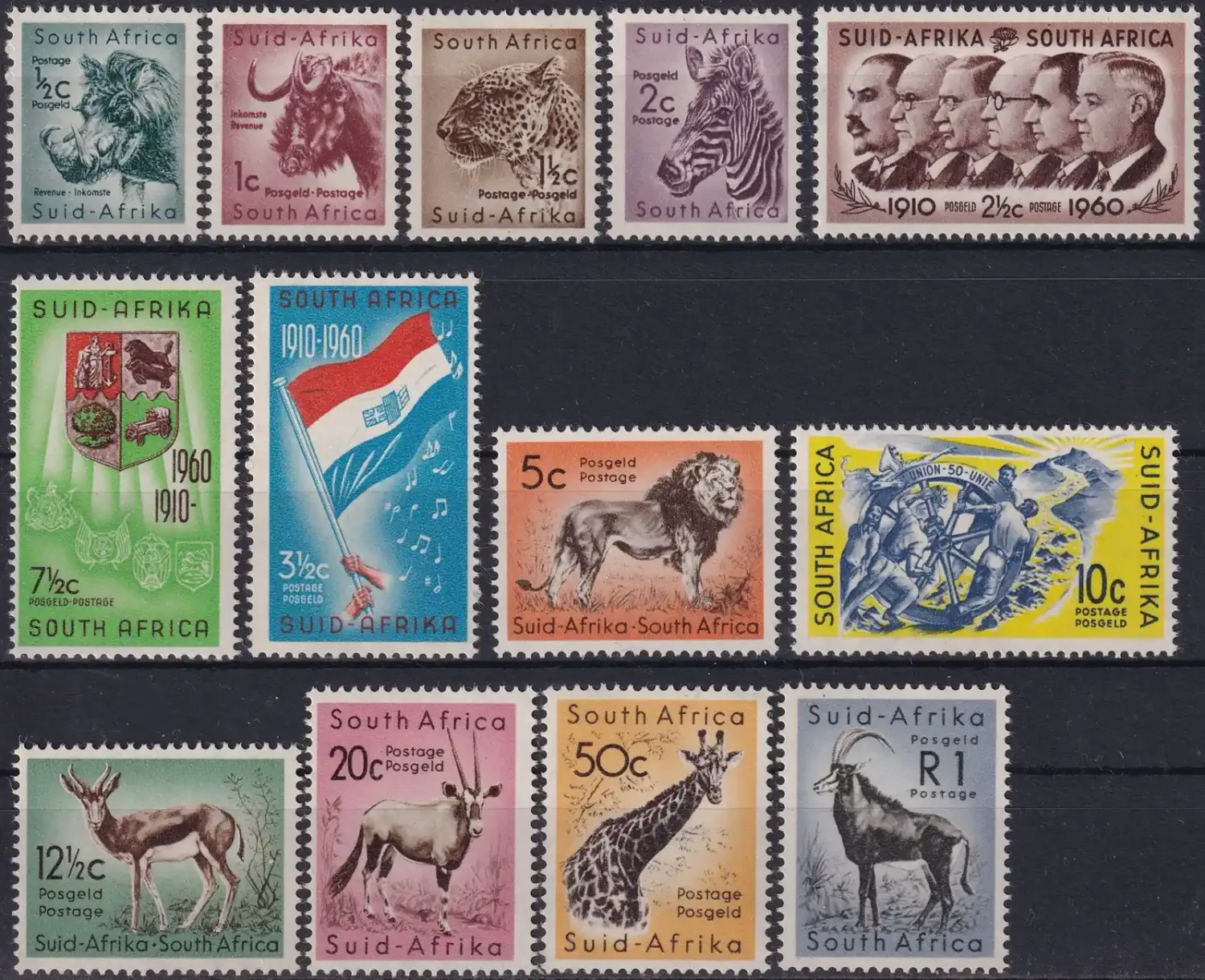 South Africa 1961 Local Animals Stamps of 1954 with New Currency. MNH(**) South Africa 1961 Local Animals Stamps of 1954 with New Currency. MNH(**)