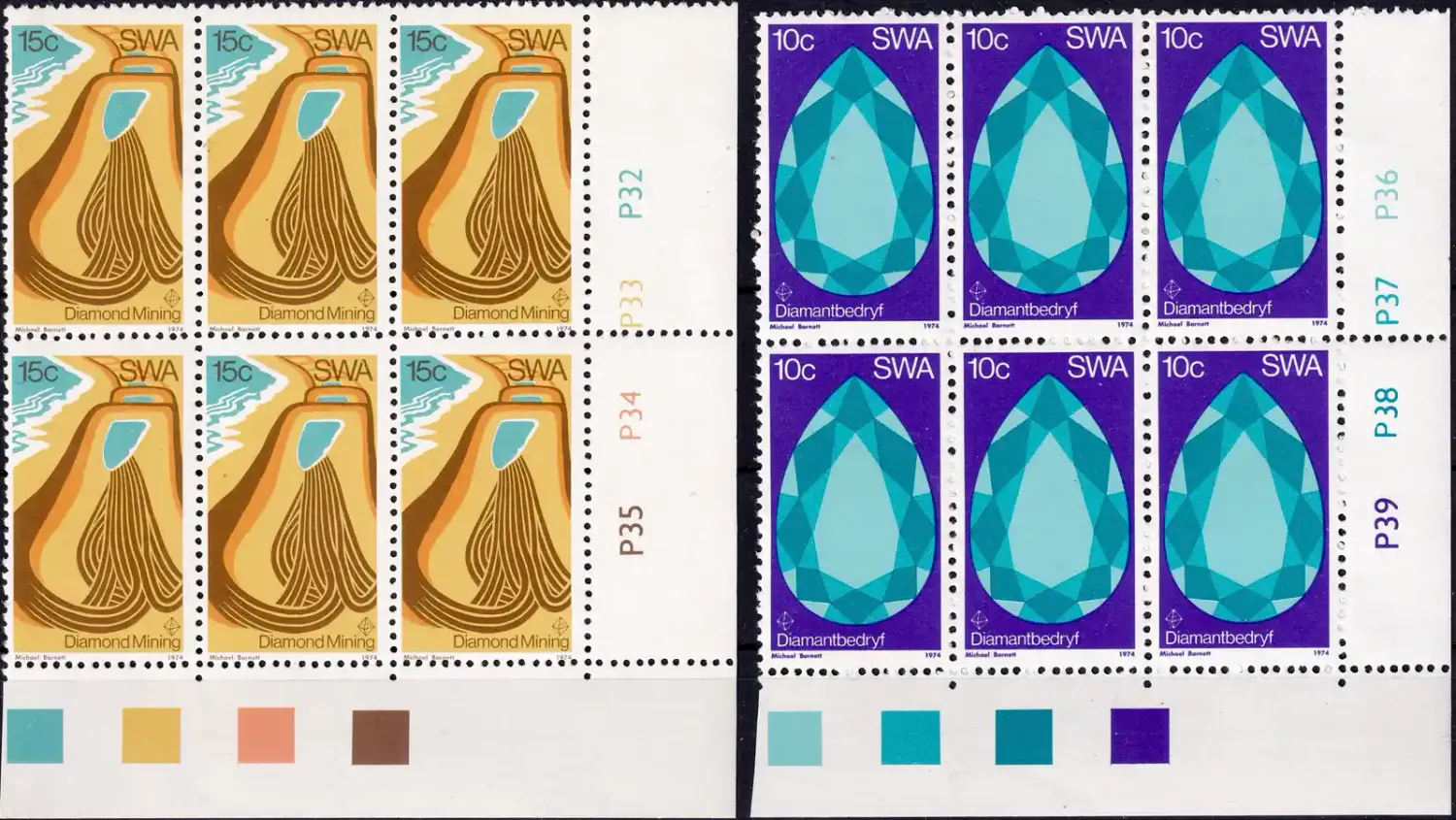 South West Africa 1974 Diamond Mining (C/Blocks). MNH(**)