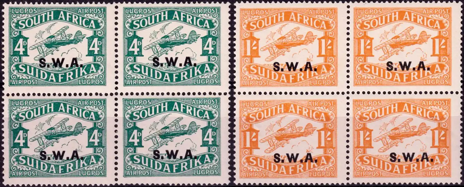 South West Africa 1930 Airmail - Overprinted "S.W.A." - Thick Overprint. MNH(**) South West Africa 1930 Airmail - Overprinted "S.W.A." - Thick Overprint. MNH(**)