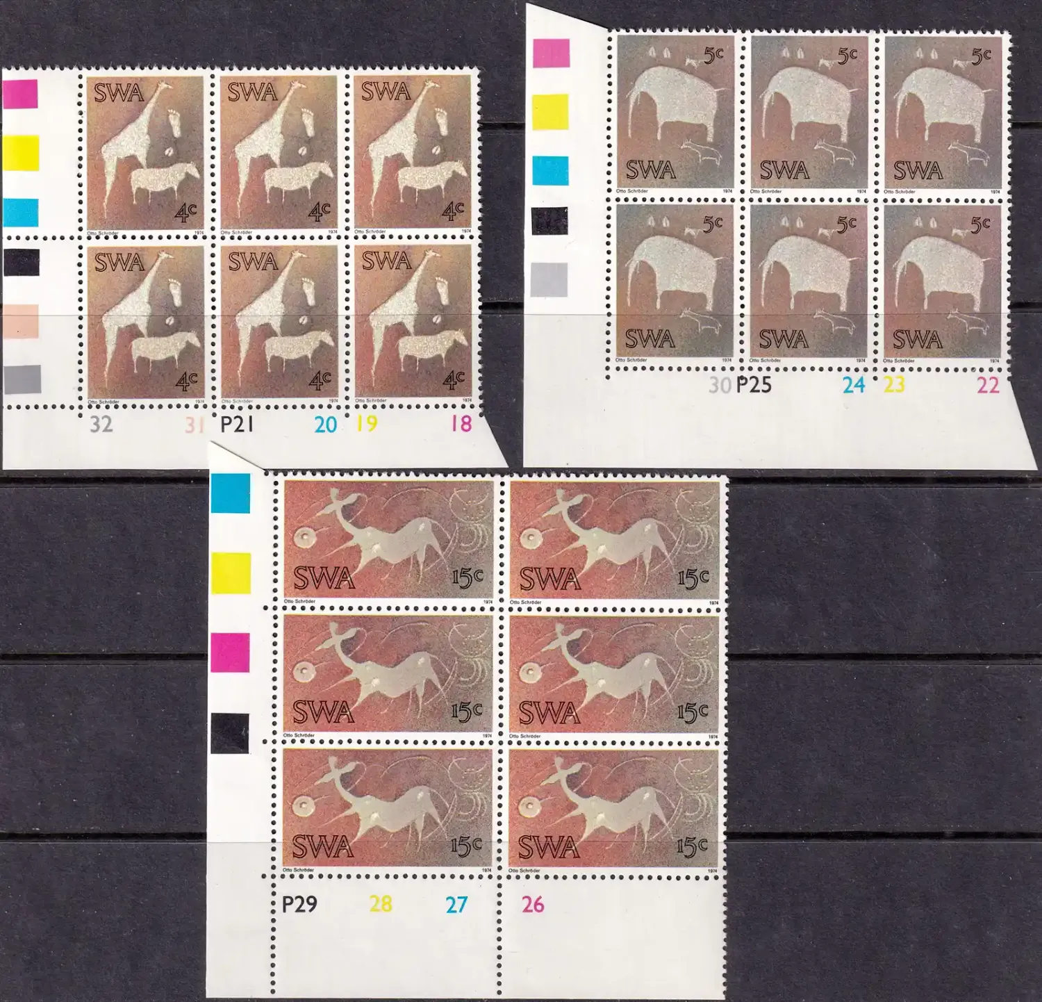 South West Africa 1974 Twyfelfontein Rock Engravings (C/Blocks). MNH(**) South West Africa 1974 Twyfelfontein Rock Engravings (C/Blocks). MNH(**)