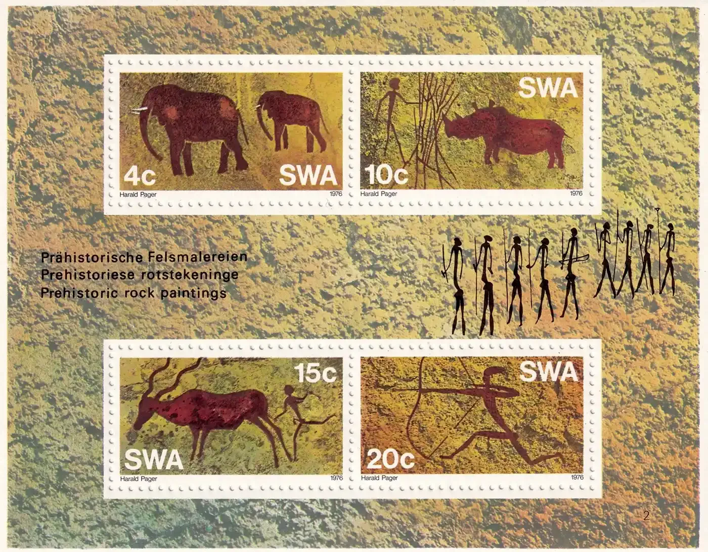 South West Africa 1976 Rock Paintings of the Bush Men (ss/4v). MNH(**) South West Africa 1976 Rock Paintings of the Bush Men (ss/4v). MNH(**)